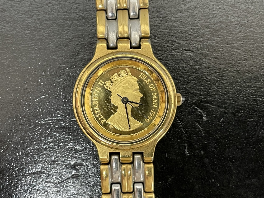 マン島キャット金貨付き腕時計