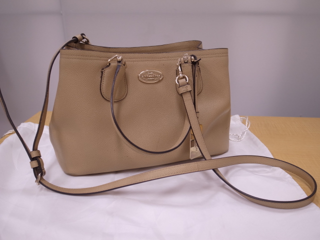 COACH 34563 スモールキットキャリーオールクロスグレインレザー2WAYバッグ