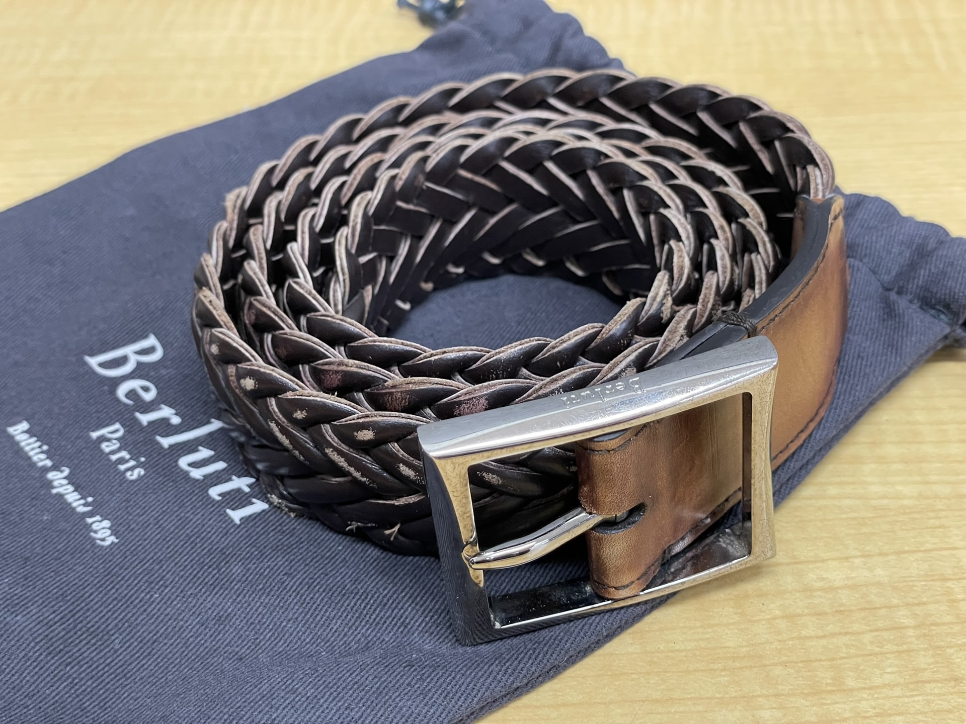 Berluti メッシュレザーベルト