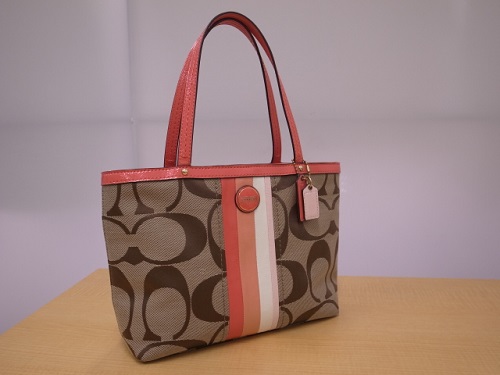 COACH F49315 マルチストライプポップハンドルシグネチャートートバッグ