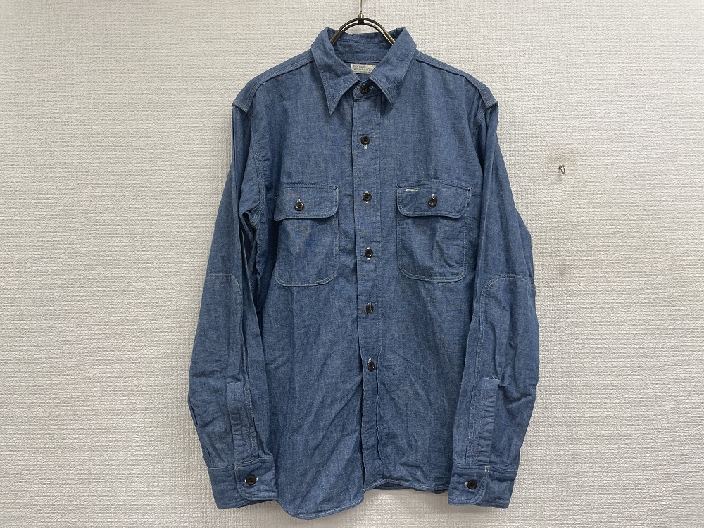 WAREHOUSE DUCK DIGGER Lot3036 CHAMBRAY SHIRTS WITH ELBOW PATCH