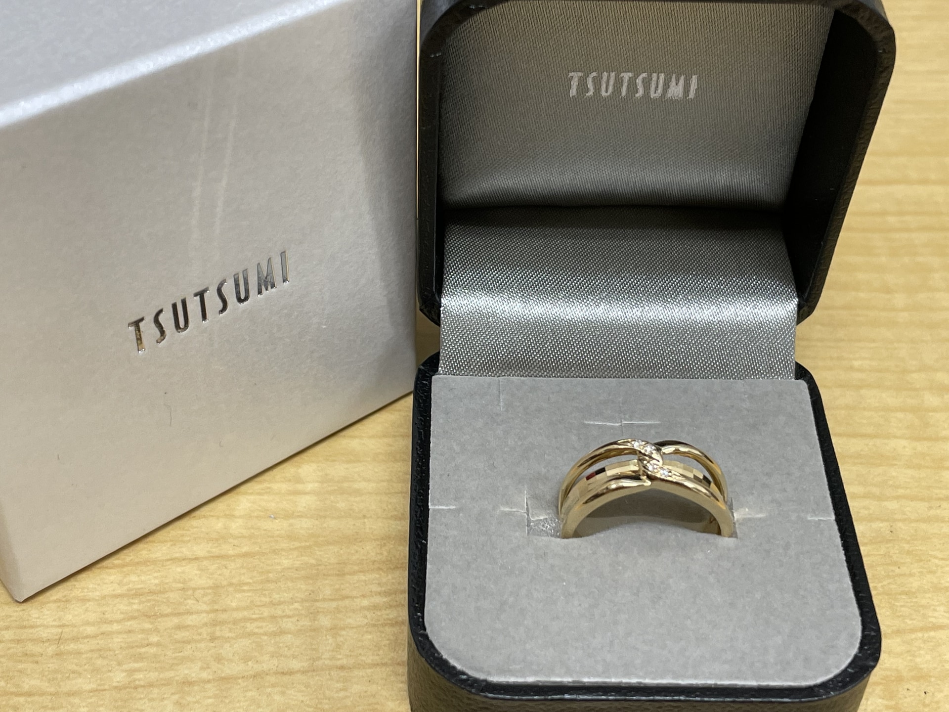 JEWERY TSUTSUMI K18イエローゴールドダイヤモンドリング ダイヤ4石