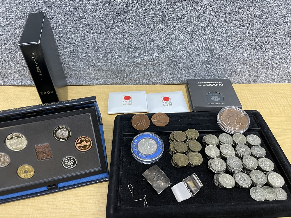 貨幣セット、稲穂、鳳凰、東京五輪100円硬貨、記念メダル