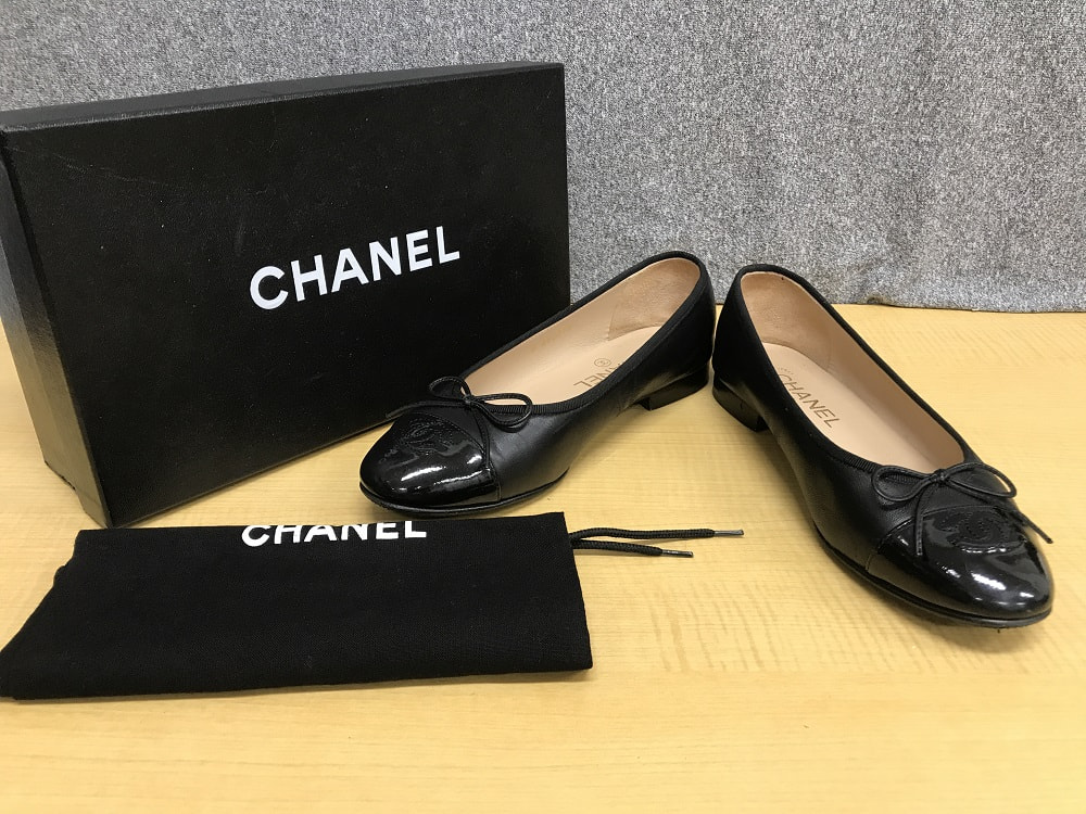 CHANEL A02819 ココマークリボンバレエシューズ