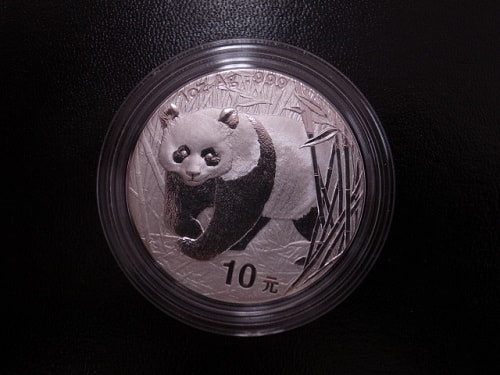 中国 2001年パンダ銀貨 10元1オンス