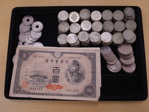 稲穂、鳳凰、東京五輪100円硬貨、紙幣、記念硬貨