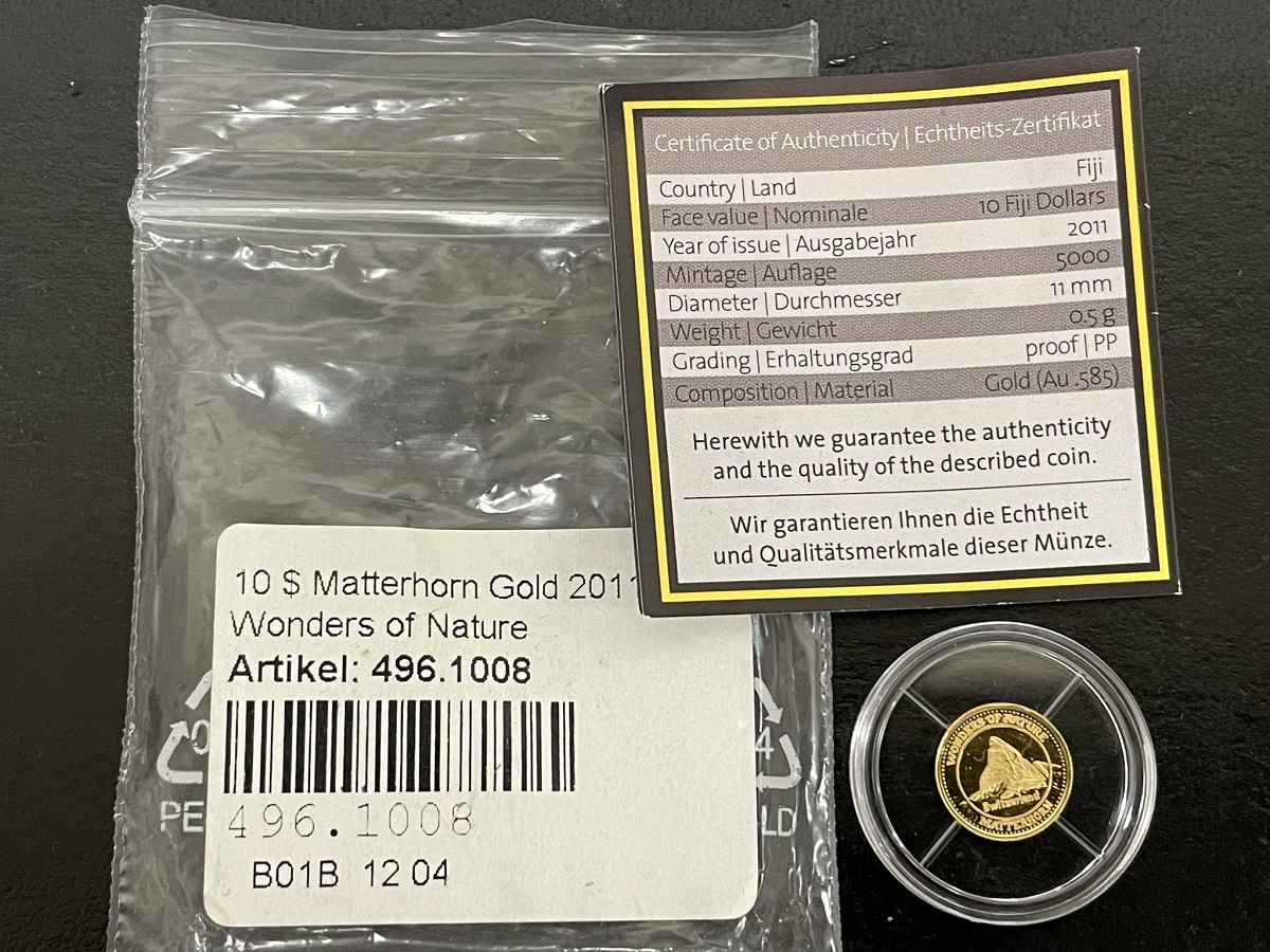 フィジー MATTERHORN 2011年 K14 10ドル金貨
