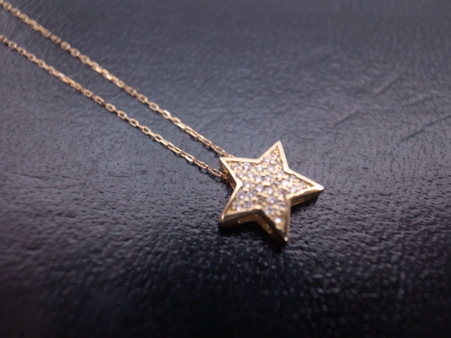 K18スターパヴェダイヤネックレス ダイヤ0.07ct