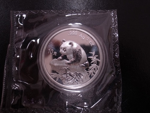 中国 1999年パンダ銀貨 10元1オンス