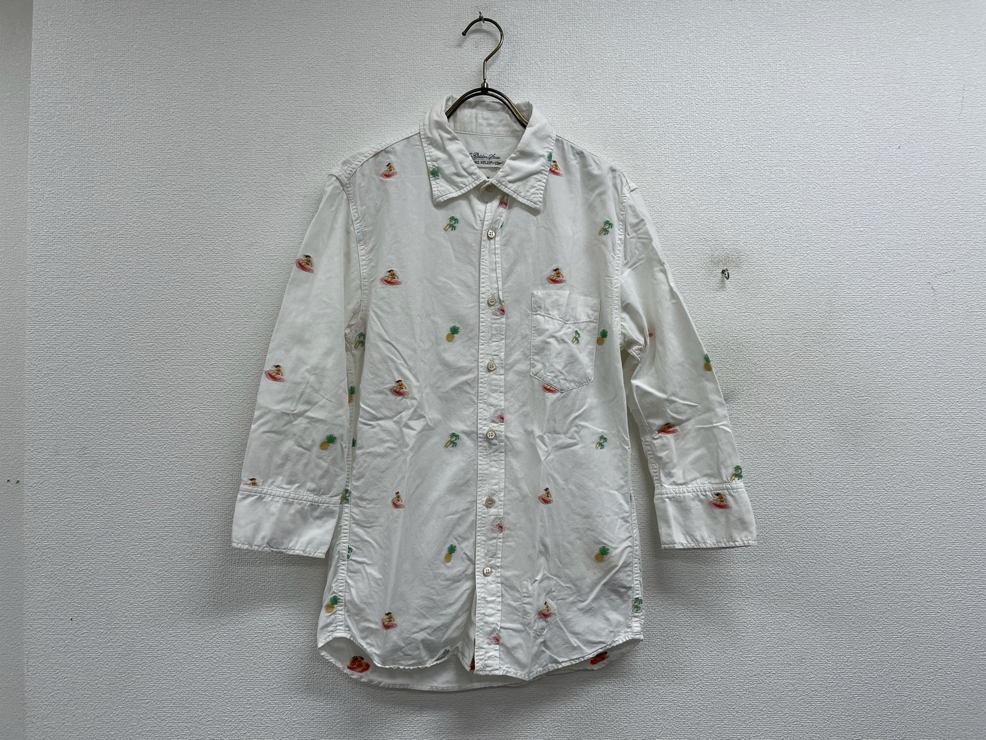 REMI RELIEF ハワイアン刺繍七分シャツ