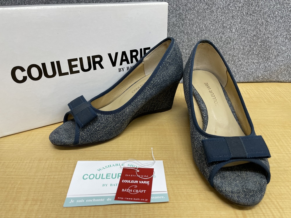 COULEUR VARIE オープントゥウェッジパンプス デニム