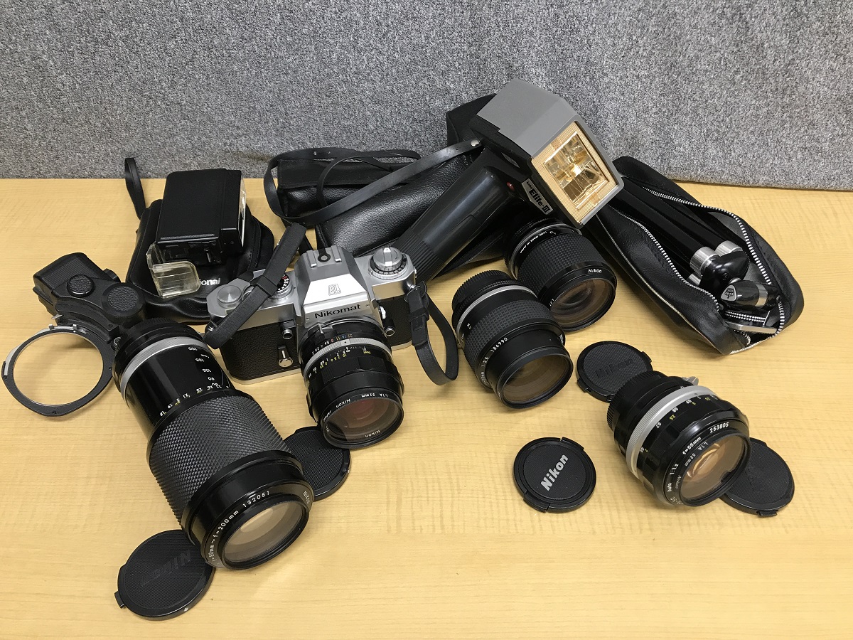 Nikon Nikomat EL レンズ5個ストロボF2用EEコントロールDS-2フラッシュなど