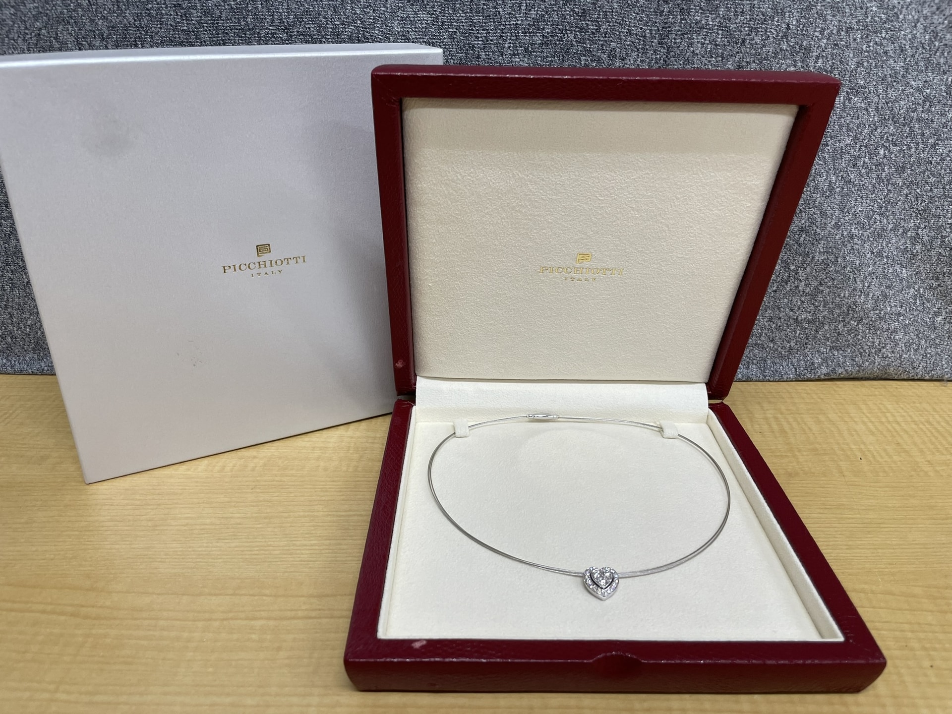 PICCHIOTTI K18ホワイトゴールドハートダイヤネックレス ダイヤモンド0.88ct